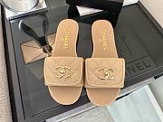 Chanel Beige CC Logo Turnlock Mules Slides - 4