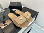 Chanel Beige CC Logo Turnlock Mules Slides - 3