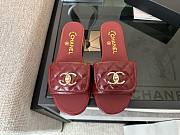 Chanel Red CC Logo Turnlock Mules Slides - 6