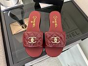 Chanel Red CC Logo Turnlock Mules Slides - 3