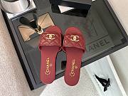 Chanel Red CC Logo Turnlock Mules Slides - 4