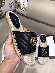Gucci Marmont Espadrille Wedge Slides Black - 6