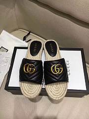 Gucci Marmont Espadrille Wedge Slides Black - 4