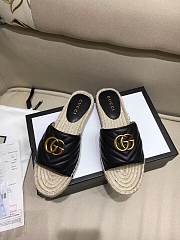 Gucci Marmont Espadrille Wedge Slides Black - 2