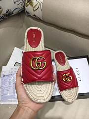 Gucci Marmont Espadrille Wedge Slides Red - 2