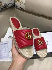 Gucci Marmont Espadrille Wedge Slides Red - 3