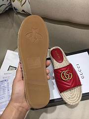 Gucci Marmont Espadrille Wedge Slides Red - 4