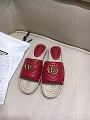 Gucci Marmont Espadrille Wedge Slides Red - 6