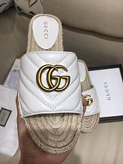 Gucci Marmont Espadrille Wedge Slides White - 5