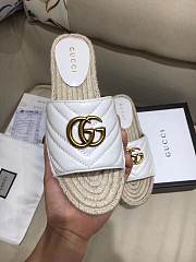 Gucci Marmont Espadrille Wedge Slides White - 4