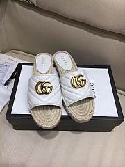 Gucci Marmont Espadrille Wedge Slides White - 1