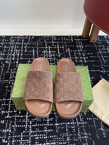 Gucci Slipper Canvas Logo Brown
