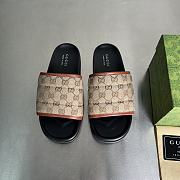 Gucci Slipper Canvas Logo Brown Red - 6