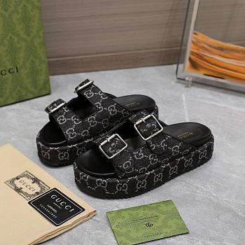 Gucci Strap Slide Sandal Black Canvas