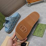 Gucci Strap Slide Sandal Blue Canvas - 6
