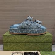 Gucci Strap Slide Sandal Blue Canvas - 3