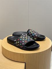 LV  Print Pool Slide Black Colorfull - 3