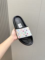 LV Print Pool Slide White Colorfull - 3