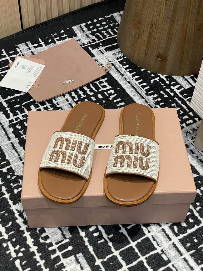 Miumiu 25 Mesh Slippers Brown - 1