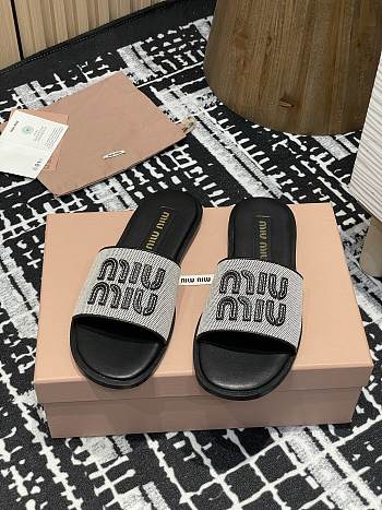 Miumiu 25 Mesh Slippers Black