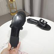 Versace Black Greca Maze Calfskin Flat Slide - 5