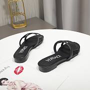 Versace Black Greca Maze Calfskin Flat Slide - 4