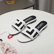 Versace White Greca Maze Calfskin Flat Slide - 1