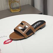 Versace Brown Greca Maze Calfskin Flat Slide - 3