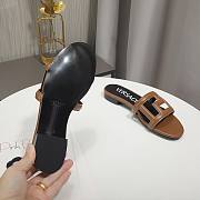 Versace Brown Greca Maze Calfskin Flat Slide - 5