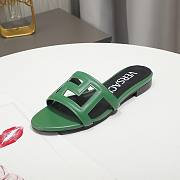 Versace Green Greca Maze Calfskin Flat Slide - 6