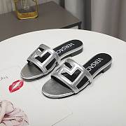 Versace Silver Greca Maze Calfskin Flat Slide - 6