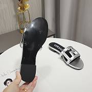 Versace Silver Greca Maze Calfskin Flat Slide - 4