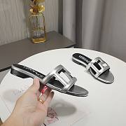 Versace Silver Greca Maze Calfskin Flat Slide - 5