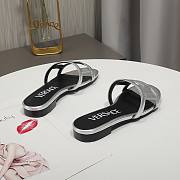 Versace Silver Greca Maze Calfskin Flat Slide - 2