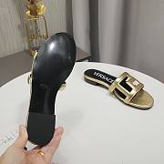 Versace Gold Greca Maze Calfskin Flat Slide - 3