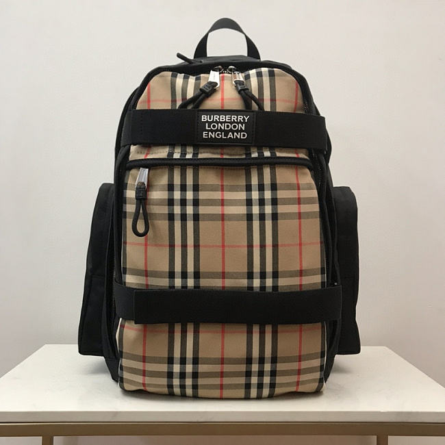 Burberry Vintage Check Panel Nevis Beige Backpack 30x20x49CM - 1