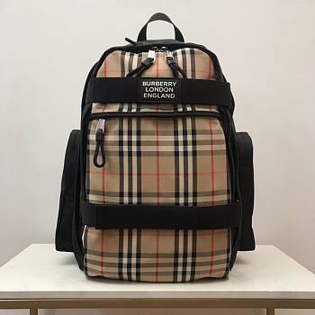 Burberry Vintage Check Panel Nevis Beige Backpack 30x20x49CM