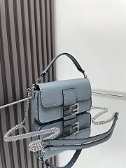 Fendi Baguette Mini Cuoio Romano Blue 20x5x13cm - 3