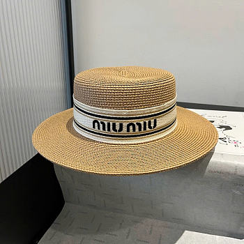 Miu Miu New Straw Hat Flat Top