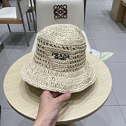 Prada Straw Hat Embroidered Logo 0136-01 - 2