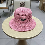 Prada Straw Hat Embroidered Logo 0136-02 - 1