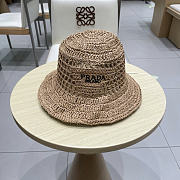 Prada Straw Hat Embroidered Logo 0136-04 - 1