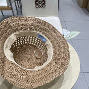 Prada Straw Hat Embroidered Logo 0136-04 - 2