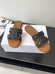 Celine Logo Stitched Leather Slippers 0055-02 - 4