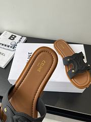 Celine Logo Stitched Leather Slippers 0055-02 - 5