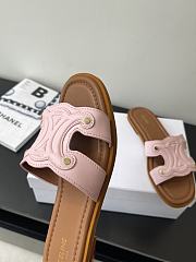 Celine Logo Stitched Leather Slippers 0055-03 - 4