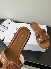 Celine Logo Stitched Leather Slippers 0055-04 - 6