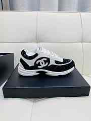 Chanel 22A Black White Suede CC Logo Low Sneaker - 4
