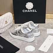 Chanel CC Logo Silver Low Top Sneakers - 3