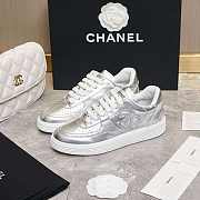 Chanel CC Logo Silver Low Top Sneakers - 2